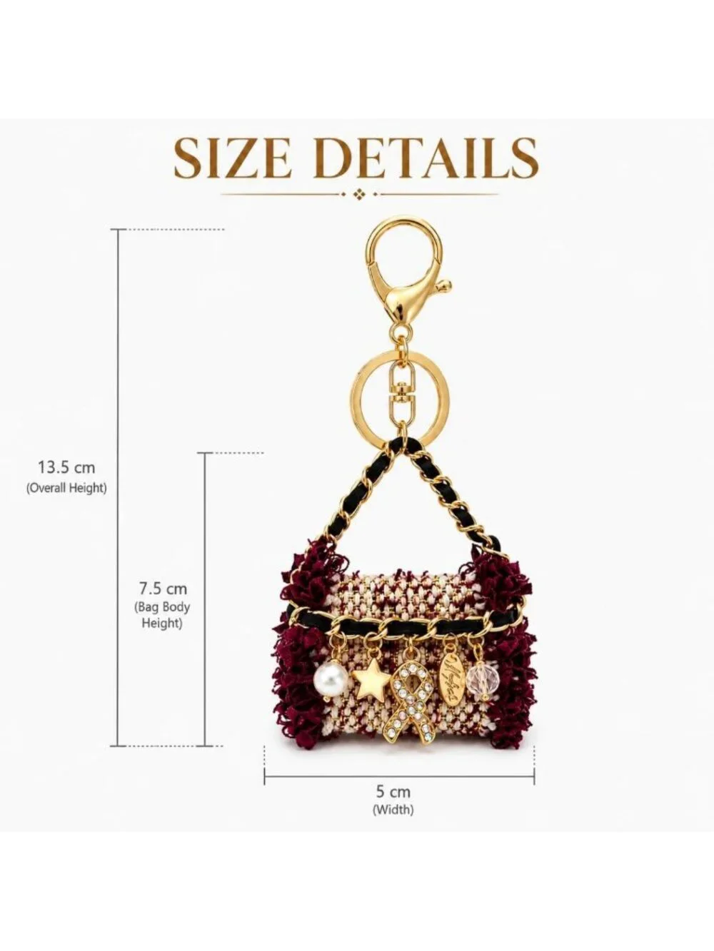 Chic Tweed Check Mini Bag Keychain | Stylish Accessory for Everyday Use